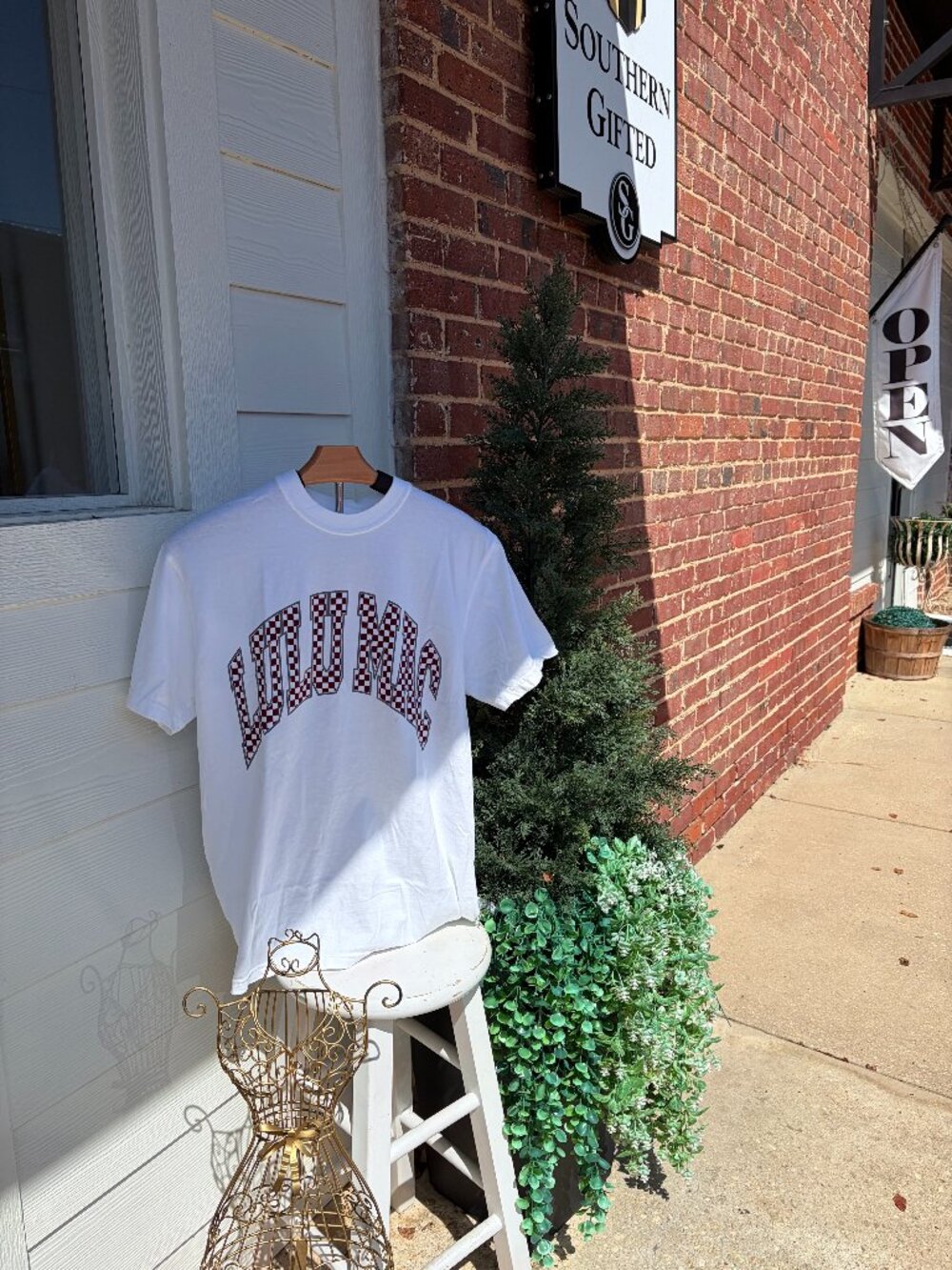 Lulu Mac Maroon/White Checkered Tee